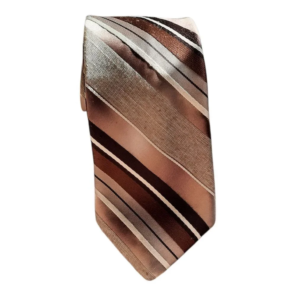 Elegant Tan and Brown Striped Men's Tie